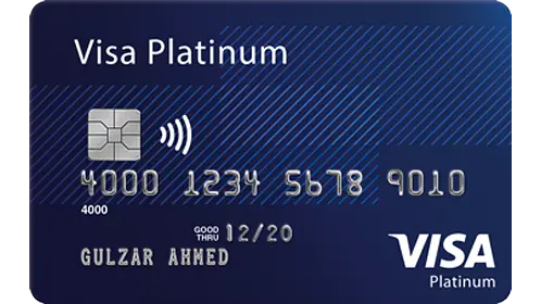 VISA Platinum card in blue with fake numbers